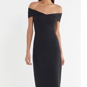 UO Mary Kate Ponte Off-The-Shoulder Midi Dress